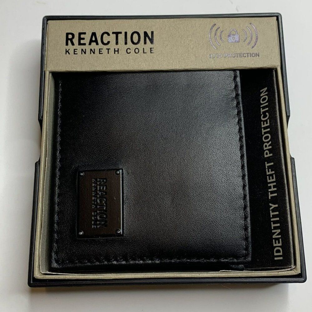 Kenneth Cole Reaction Black Leather RFID Passcode Wallet